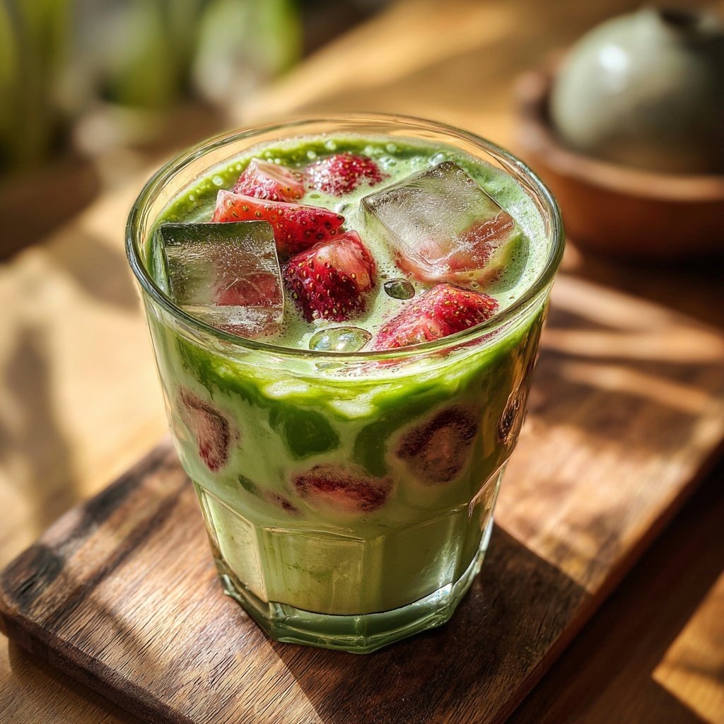 Homemade Strawberry Matcha Drink