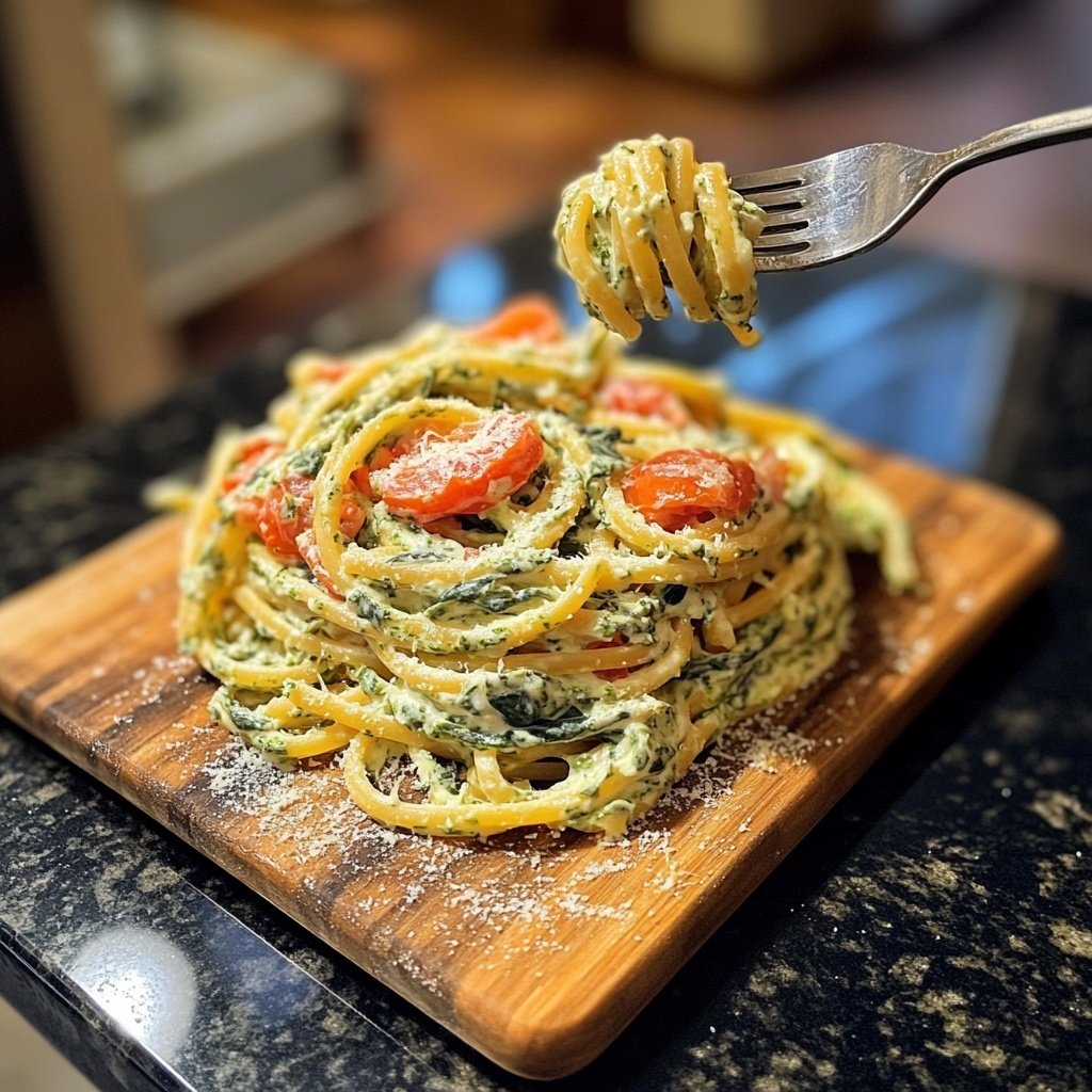 Delicious Spinach Tomato Pasta