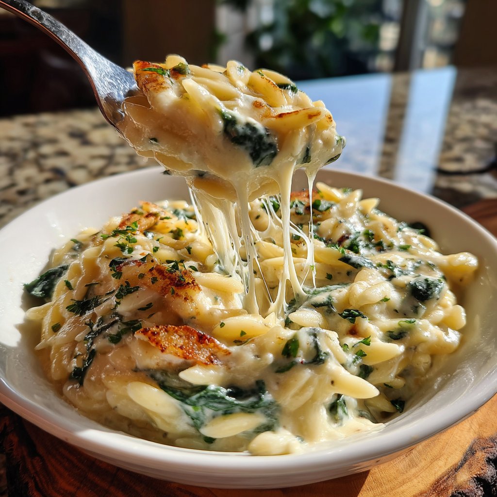 Creamy Spinach Parmesan Orzo