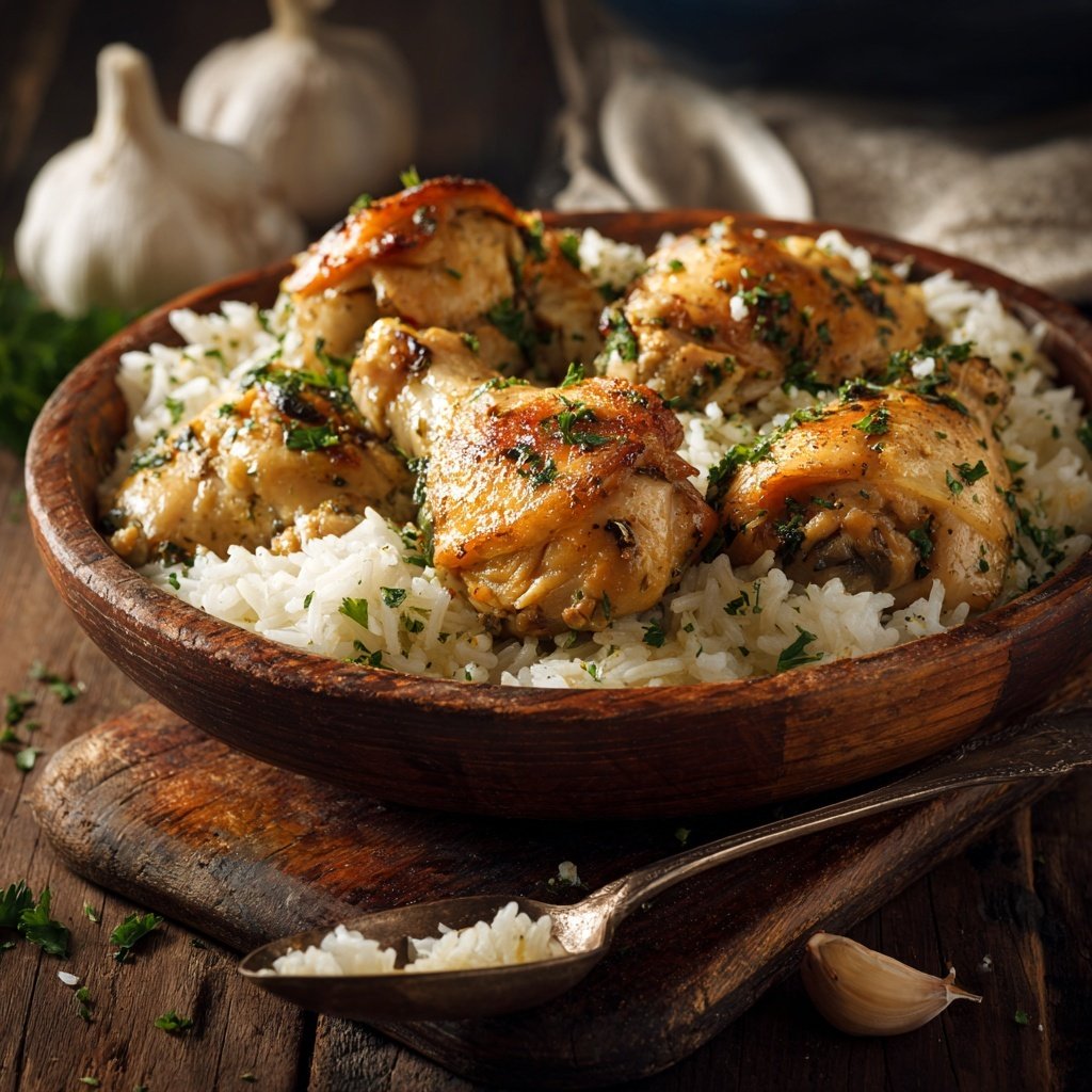 Garlic Butter Chicken And Rice Dinner