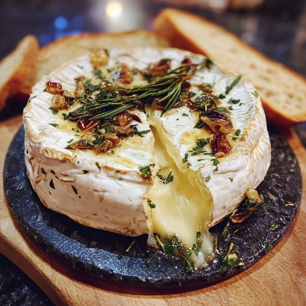 Warm Camembert with Garlic and Herbs