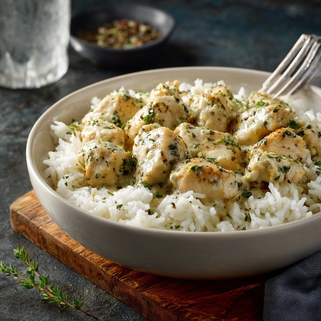 Creamy Garlic Chicken With Rice