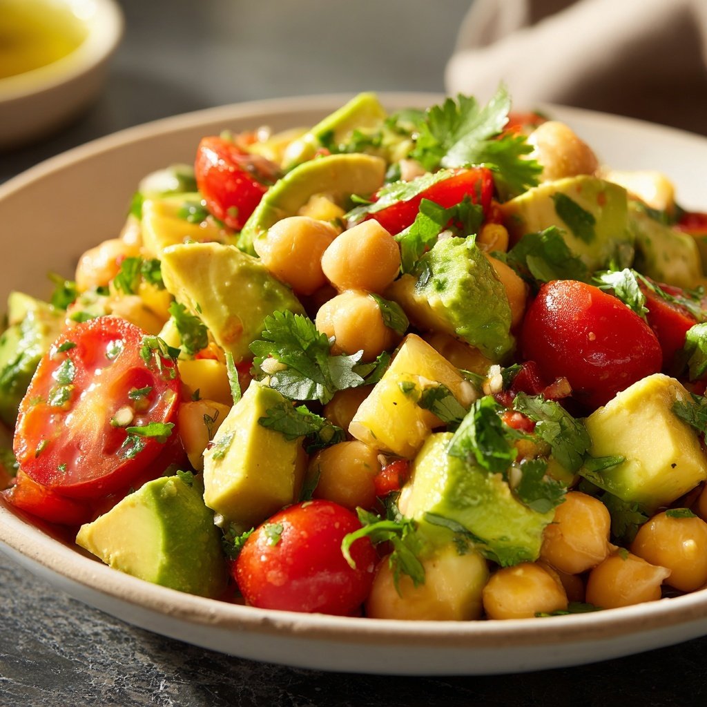 Healthy & Light Avocado Chickpea Salad