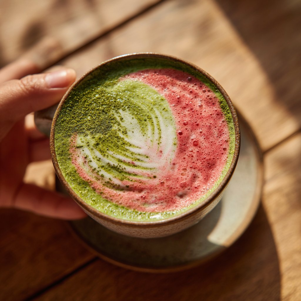 Hot Strawberry Matcha Latte